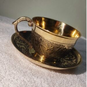 BRASS TEA CUP AND SAUCER - 6 SET BRASS TEA CUP AND SAUCER - 6 SET